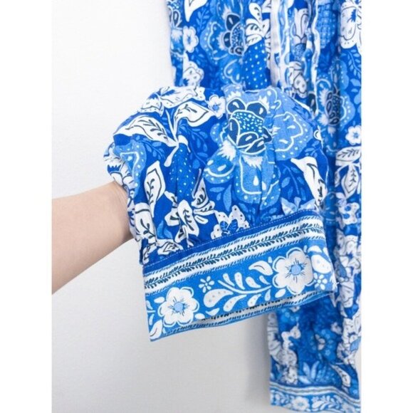 Farm Rio Full of Flowers Linen Ruffle Jumpsuit S Floral Lace Belted Vneck - Picture 13 of 13